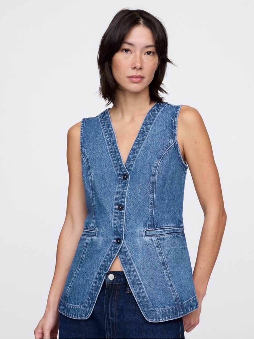 GAP Blue Denim Sleeveless Vest Tunic